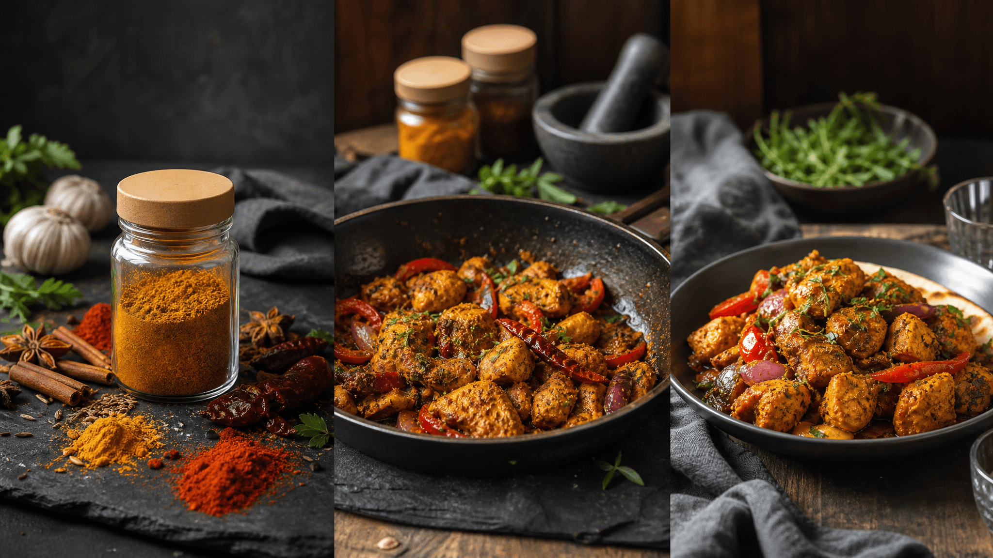 Pick a blend, cook, and plate the finished dish